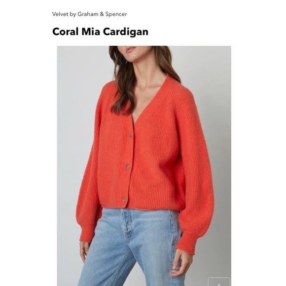 Velvet by Graham & Spencer Sweaters - Velvet by Graham & Spencer Coral Mia Cardigan Wool Yak Blend Small